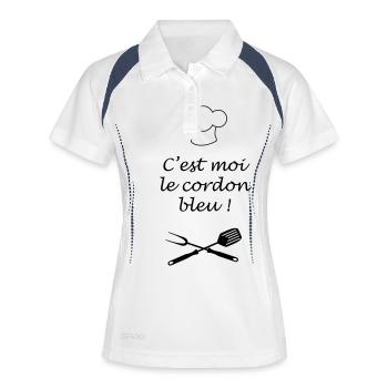 cordon bleu tablier cuisinier - Polo respirant Femme - blanc/marine - Devant