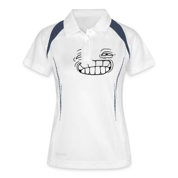 dessin animé sourire drôle visage tête yeux bouche zae - Polo respirant Femme - blanc/marine - Devant