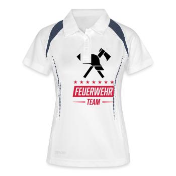 feuerwehr team - Frauen Polo atmungsaktiv - Weiß/Navy - Vorne