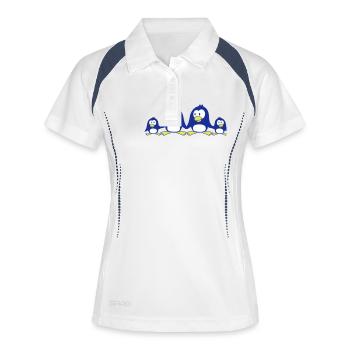 Pingouin Famille Deux Enfants Maman Papa Mignon Ensemble - Polo respirant Femme - blanc/marine - Devant