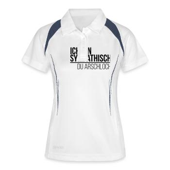 ich bin sympathisch du Arschloch - Frauen Polo atmungsaktiv - Weiß/Navy - Vorne