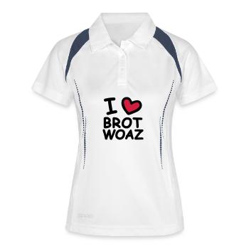 I Love Brotwoaz - Frauen Polo atmungsaktiv - Weiß/Navy - Vorne