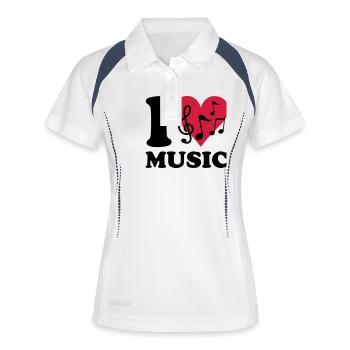 I love Music - Frauen Polo atmungsaktiv - Weiß/Navy - Vorne