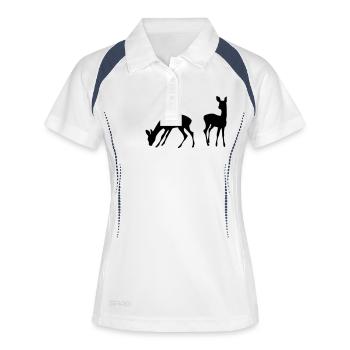 Rehe - Frauen Polo atmungsaktiv - Weiß/Navy - Vorne