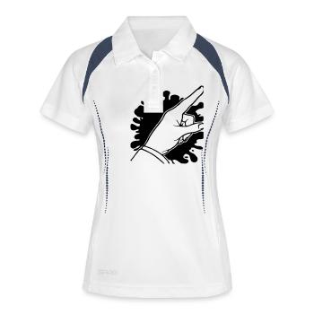 Finger mit Fleck - Frauen Polo atmungsaktiv - Weiß/Navy - Vorne
