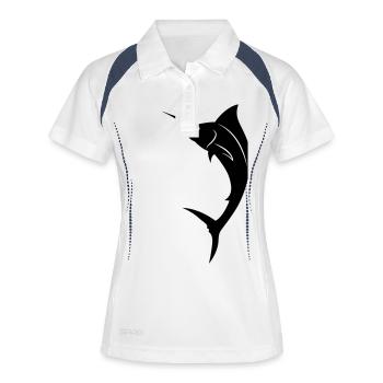 Poissons - Marlin - Polo respirant Femme - blanc/marine - Devant