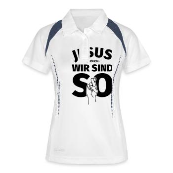 Jesus und ich - Frauen Polo atmungsaktiv - Weiß/Navy - Vorne
