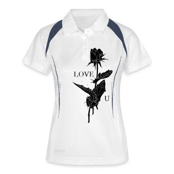 Love You Rose - Frauen Polo atmungsaktiv - Weiß/Navy - Vorne