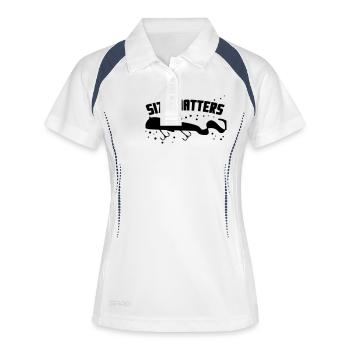 Size Matters - Frauen Polo atmungsaktiv - Weiß/Navy - Vorne