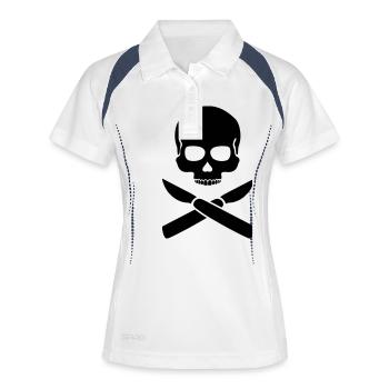 Crâne avec des couteaux - Polo respirant Femme - blanc/marine - Devant
