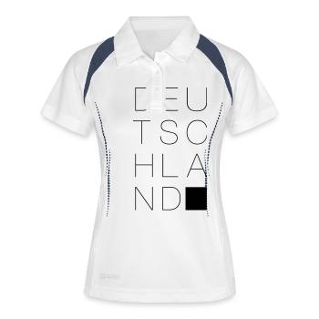Deutschland - Frauen Polo atmungsaktiv - Weiß/Navy - Vorne