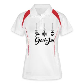God Jul deer, snow and Santa Claus - Frauen Polo atmungsaktiv - Weiß/Navy - Vorne