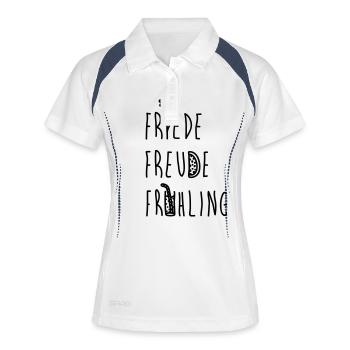 Friede Freude Frühling - Frauen Polo atmungsaktiv - Weiß/Navy - Vorne