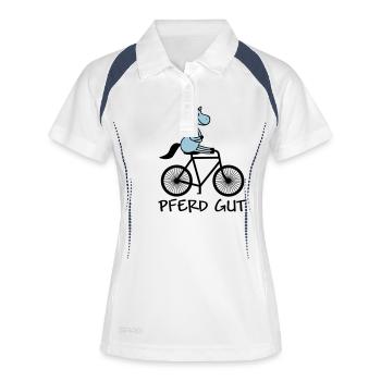 pferd gut - Frauen Polo atmungsaktiv - Weiß/Navy - Vorne