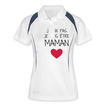 Maman / Fête des Mère / Enfant / Mere / Bébé - Polo respirant Femme - blanc/marine - Devant