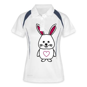 Lapin Comic Amour - Polo respirant Femme - blanc/marine - Devant