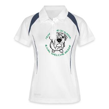 Jeder Hund ist Klasse - Bulldog - Frauen Polo atmungsaktiv - Weiß/Navy - Vorne