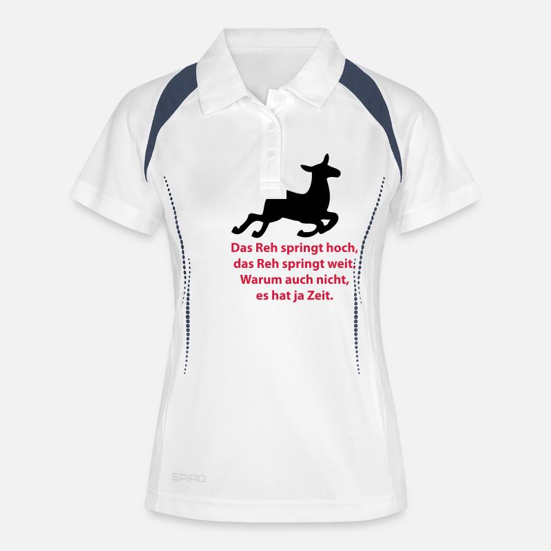 The deer jumps high, the deer leaps far - Women's Polo breathable - white/navy