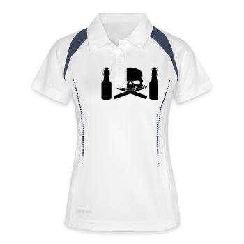 Beerflag / Bierfahne - Frauen Polo atmungsaktiv - Weiß/Navy - Vorne