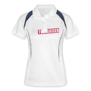testsieger_1c - Frauen Polo atmungsaktiv - Weiß/Navy - Vorne