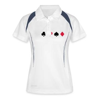 Kreuz Herz Pik Karo - Frauen Polo atmungsaktiv - Weiß/Navy - Vorne