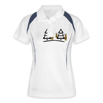 rennes de Noël équipage - Polo respirant Femme - blanc/marine - Devant