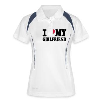 Girlfriend - Freundin - Frauen Polo atmungsaktiv - Weiß/Navy - Vorne