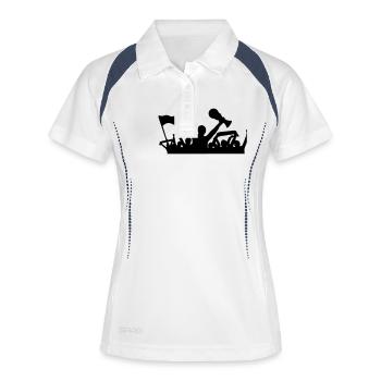 Fans Fussball Weltmeister - Frauen Polo atmungsaktiv - Weiß/Navy - Vorne
