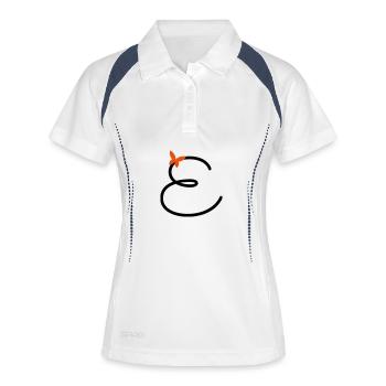 Buchstabe E Schmetterlingsbuchstabe - Frauen Polo atmungsaktiv - Weiß/Navy - Vorne
