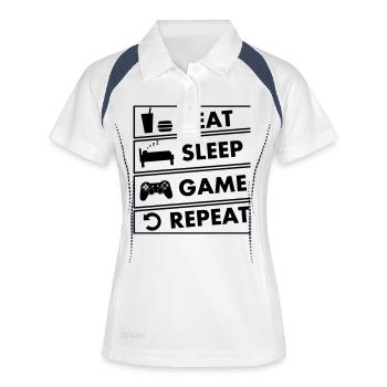 eat sleep game repeat - Polo respirant Femme - blanc/marine - Devant