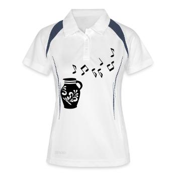 Musik Bembel Frankfurt - Frauen Polo atmungsaktiv - Weiß/Navy - Vorne