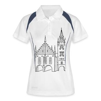 Altes Rathaus München - Frauen Polo atmungsaktiv - Weiß/Navy - Vorne