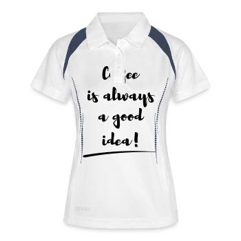 coffee is always a good idea Le café - Polo respirant Femme - blanc/marine - Devant