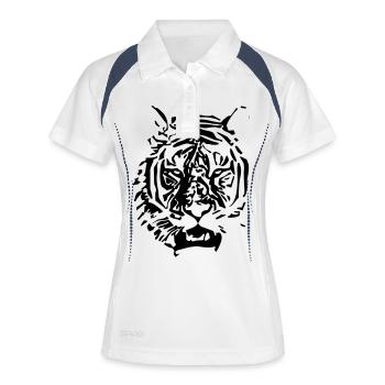 Tiger - Frauen Polo atmungsaktiv - Weiß/Navy - Vorne