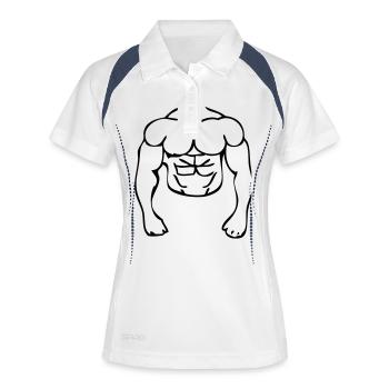 corps muscle athlete bodybuider - Polo respirant Femme - blanc/marine - Devant