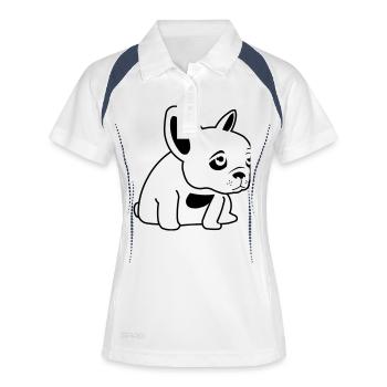 Triste Frenchie - Polo respirant Femme - blanc/marine - Devant