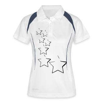 étoiles - Polo respirant Femme - blanc/marine - Devant