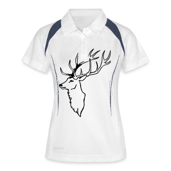 Hirsch - Frauen Polo atmungsaktiv - Weiß/Navy - Vorne