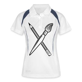 Pinsel Bleistift Kreuz - Frauen Polo atmungsaktiv - Weiß/Navy - Vorne