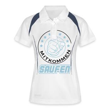 saufen_2 - Frauen Polo atmungsaktiv - Weiß/Navy - Vorne