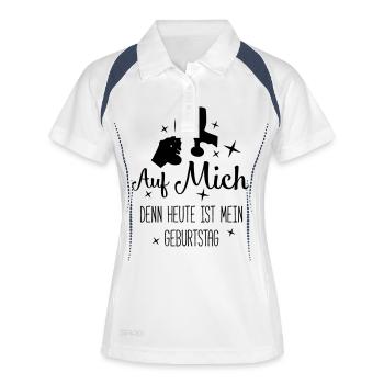auf mich mein geburtstag - Frauen Polo atmungsaktiv - Weiß/Navy - Vorne