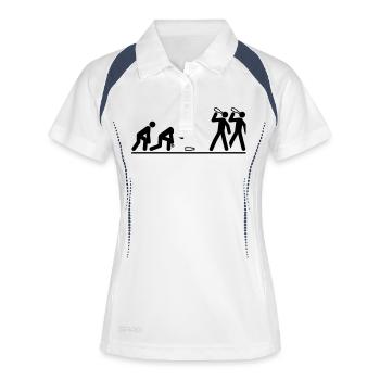 flunkyball_bierball___f1 - Polo respirant Femme - blanc/marine - Devant