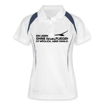 Leben ohne Segelfliegen Segelflieger Geschenk - Frauen Polo atmungsaktiv - Weiß/Navy - Vorne