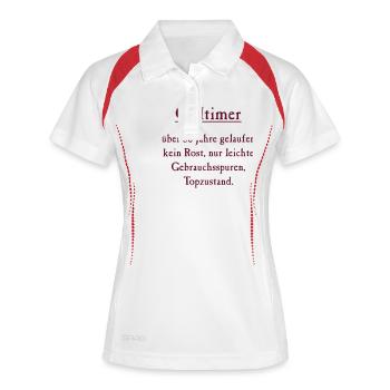 Geburtstag Oldtimer 50 original RAHMENLOS® Design - Frauen Polo atmungsaktiv - Weiß/Navy - Vorne