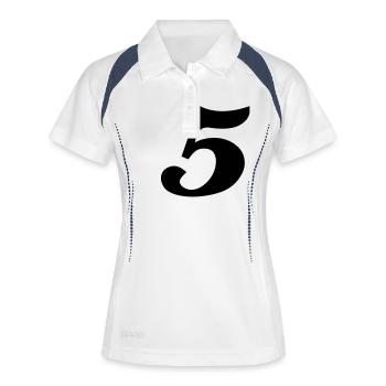 5 - Frauen Polo atmungsaktiv - Weiß/Navy - Vorne