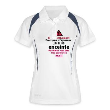 Faut pas m'énerver! - Polo respirant Femme - blanc/marine - Devant