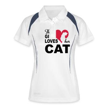 Chat - Polo respirant Femme - blanc/marine - Devant