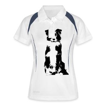 Border Collie - Polo respirant Femme - blanc/marine - Devant