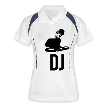 DJ - Frauen Polo atmungsaktiv - Weiß/Navy - Vorne