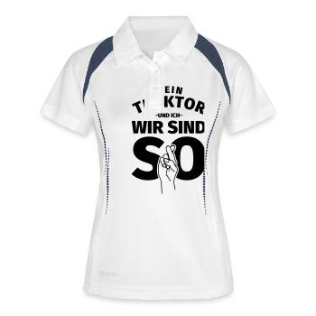 Traktor Liebhaber Geschenk - Frauen Polo atmungsaktiv - Weiß/Navy - Vorne
